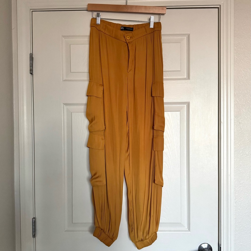 Zara Yellow/Gold Satin Joggers